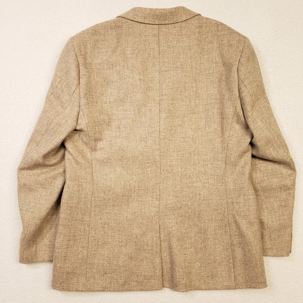 NOAK Suit Men 42R 38W Tan British Mallalieus Wool Tweed Pleated Two Button